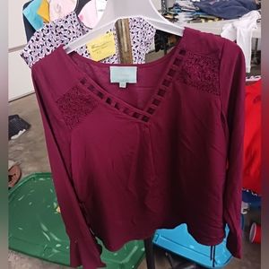 Skies Are Blue maroon blouse